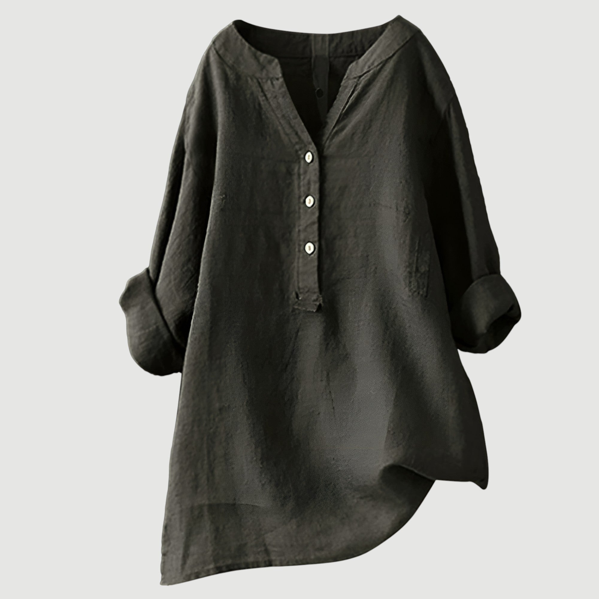 Moda Lusitana - Blusa Casual de Linho com Botões