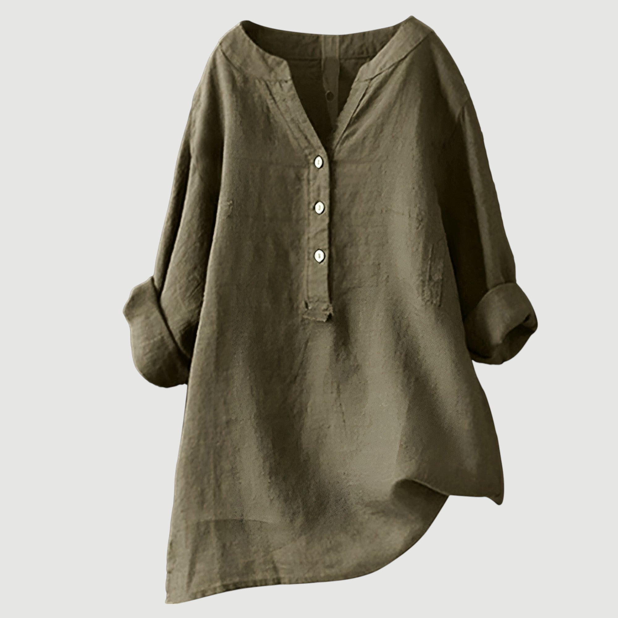 Moda Lusitana - Blusa Casual de Linho com Botões