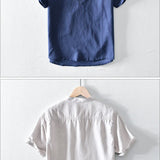 Camisa de manga curta em linho de algodão
