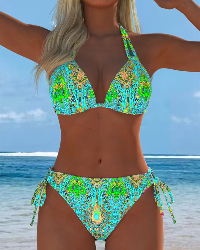 Moda Lusitana - Biquíni Estampado Com Decote Halter