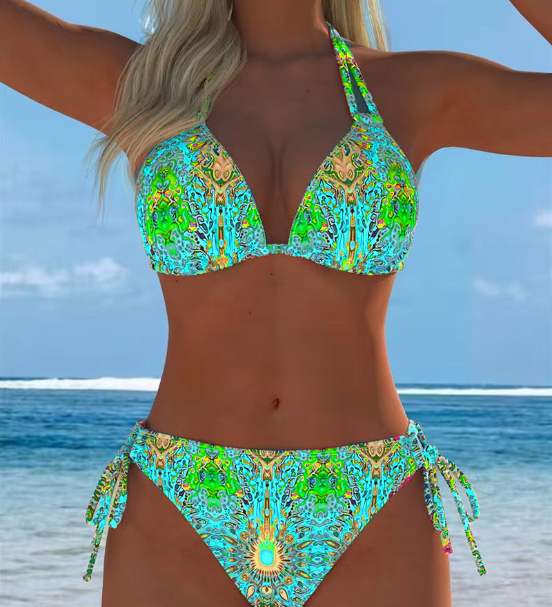 Moda Lusitana - Biquíni Estampado Com Decote Halter