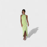 Vestido comprido com pregas