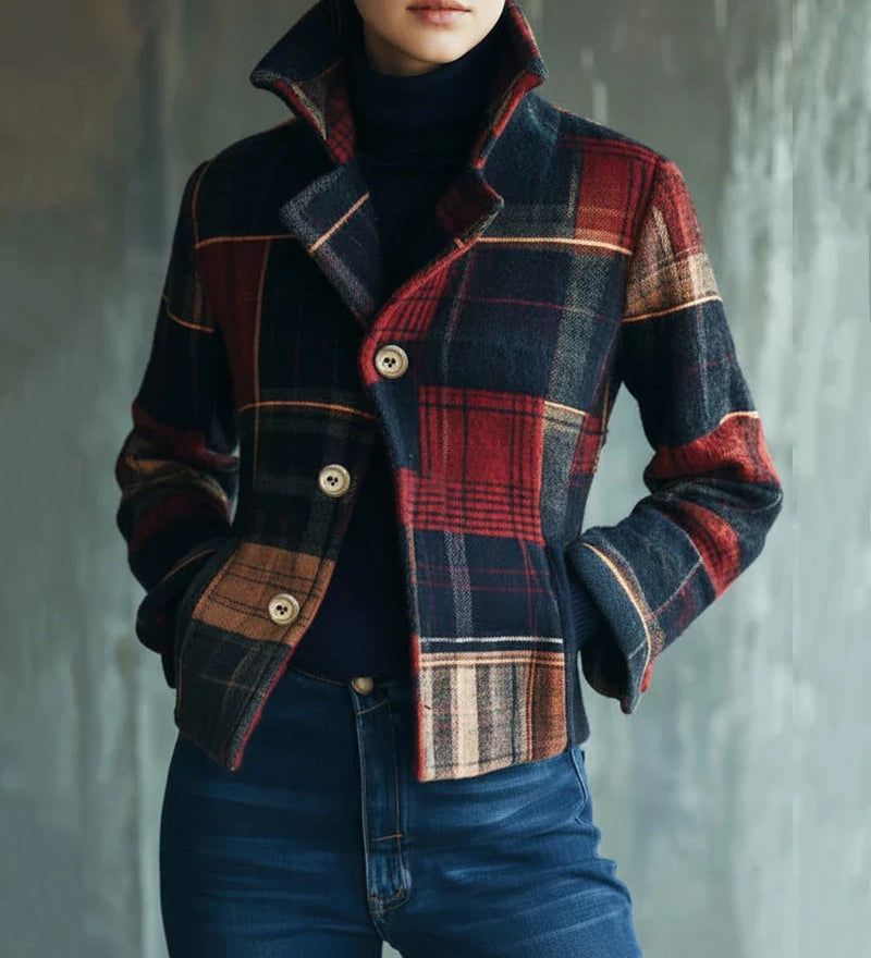 Maura | Casaco quente de xadrez vintage, um estilo intemporal
