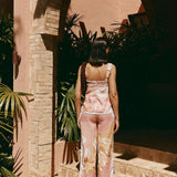 Blusa de verão com botões e estampa exclusiva – estilo europeu