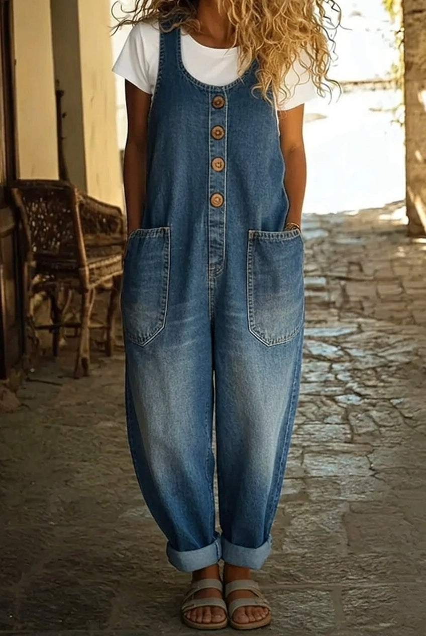 Moda Lusitana - Macacão de Denim Confortável
