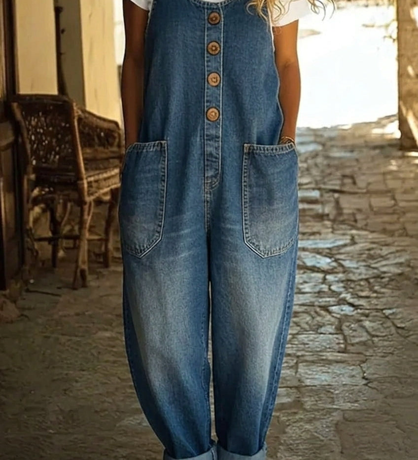 Moda Lusitana - Macacão de Denim Confortável