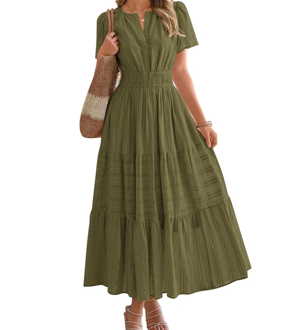 Moda Lusitana - Vestido Boho com Elástico na Cintura