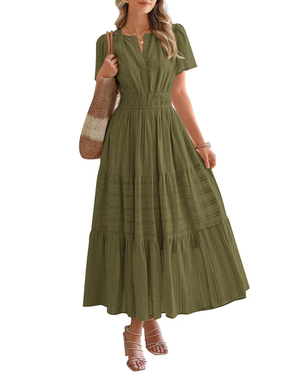 Moda Lusitana - Vestido Boho com Elástico na Cintura