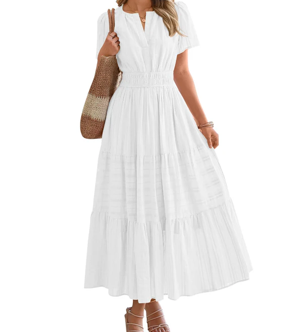 Moda Lusitana - Vestido Boho com Elástico na Cintura