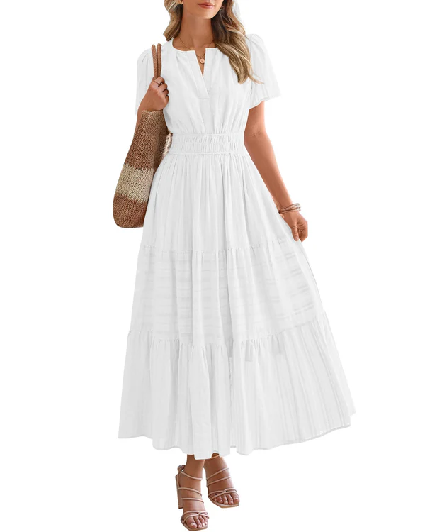 Moda Lusitana - Vestido Boho com Elástico na Cintura