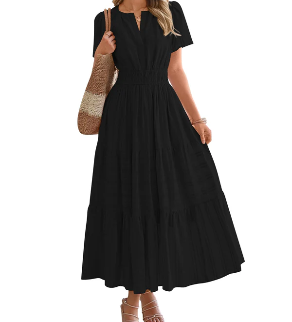 Moda Lusitana - Vestido Boho com Elástico na Cintura