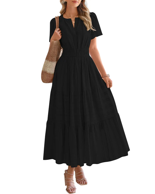 Moda Lusitana - Vestido Boho com Elástico na Cintura