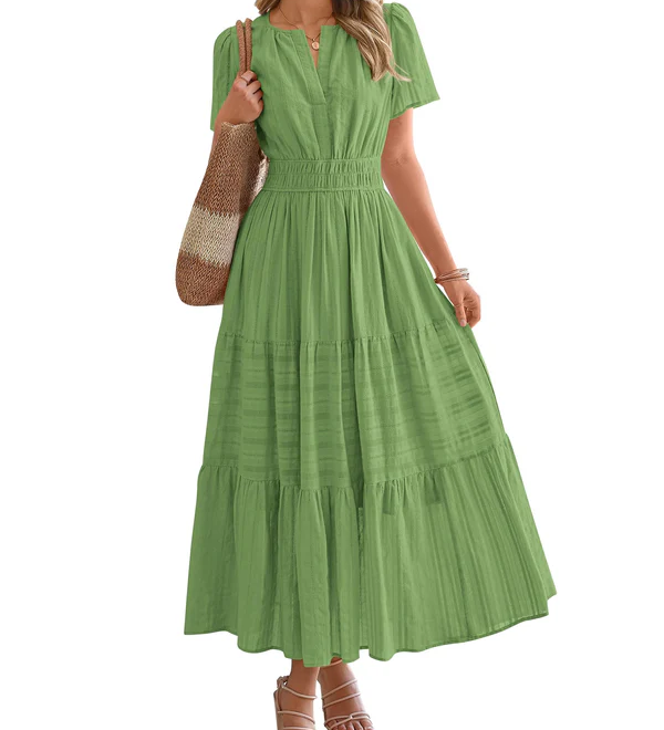 Moda Lusitana - Vestido Boho com Elástico na Cintura