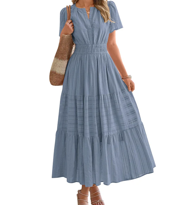 Moda Lusitana - Vestido Boho com Elástico na Cintura