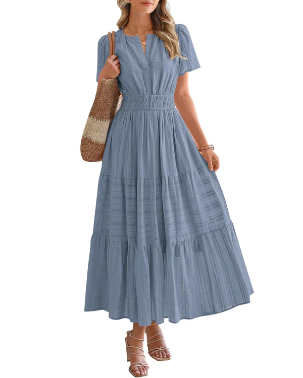 Moda Lusitana - Vestido Boho com Elástico na Cintura