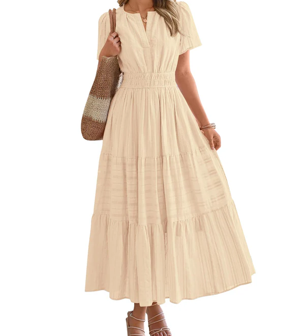 Moda Lusitana - Vestido Boho com Elástico na Cintura