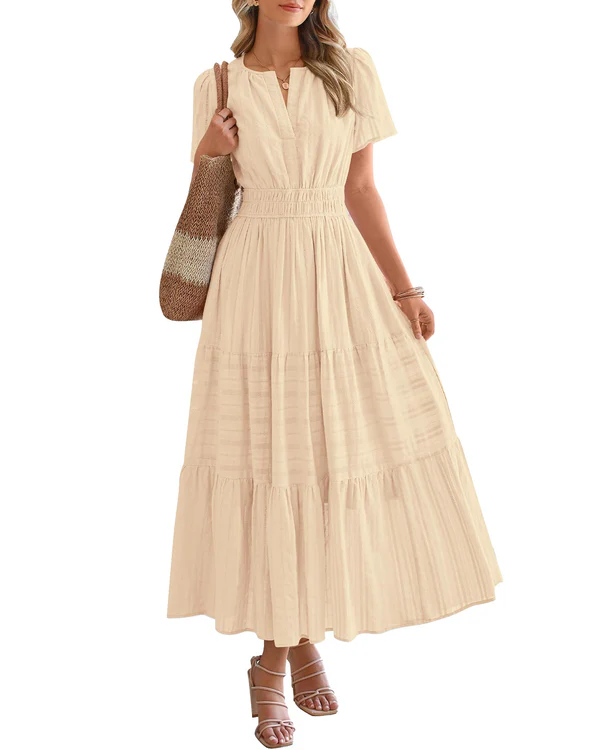 Moda Lusitana - Vestido Boho com Elástico na Cintura
