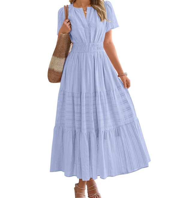 Moda Lusitana - Vestido Boho com Elástico na Cintura