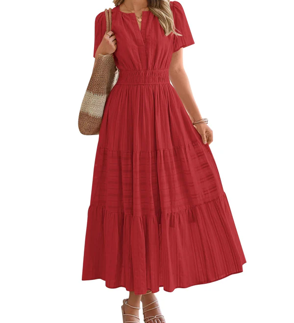 Moda Lusitana - Vestido Boho com Elástico na Cintura