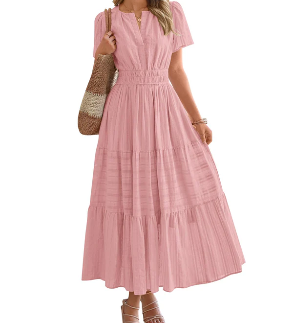Moda Lusitana - Vestido Boho com Elástico na Cintura