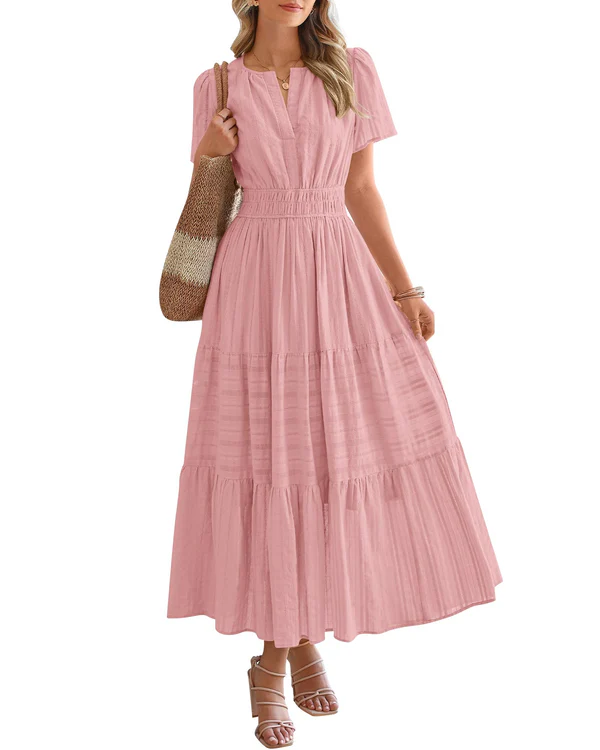 Moda Lusitana - Vestido Boho com Elástico na Cintura