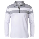 Camisola elegante com fecho de correr às riscas