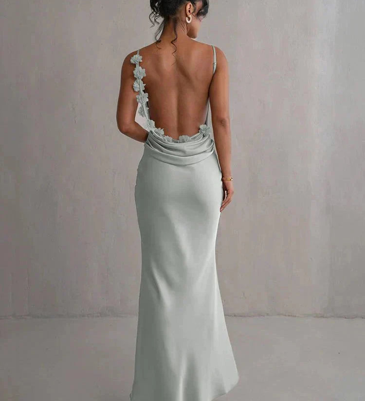 Nina™ | Vestido de festa luxuoso em seda com babados