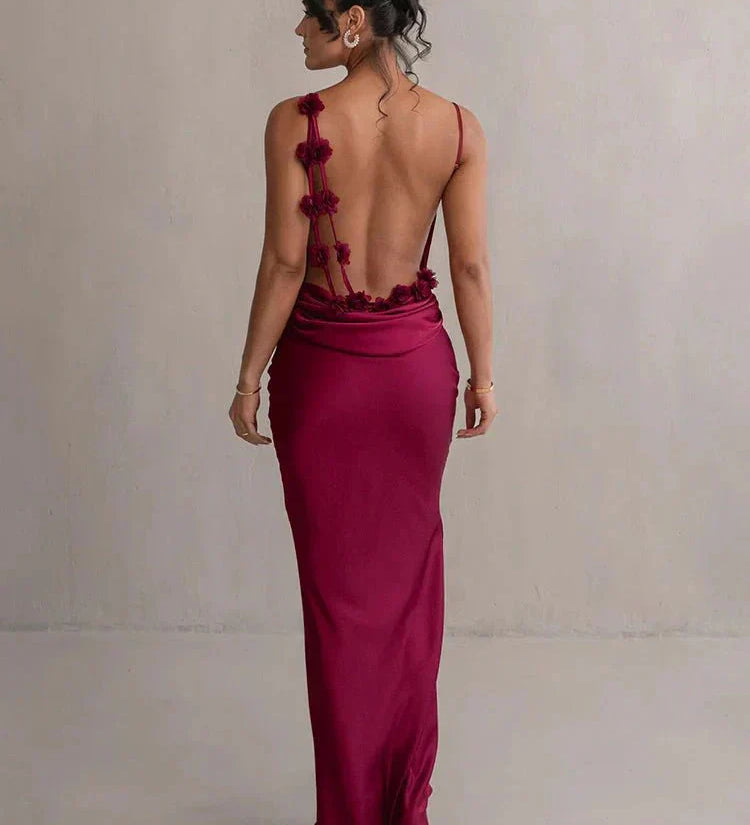 Nina™ | Vestido de festa luxuoso em seda com babados