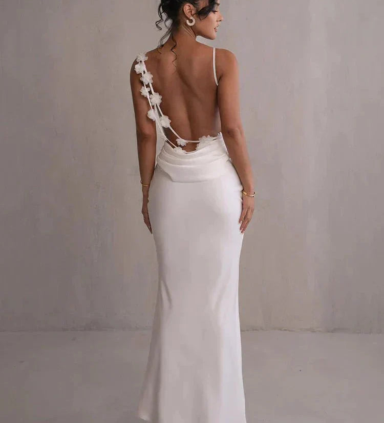 Nina™ | Vestido de festa luxuoso em seda com babados