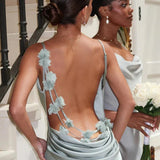 Nina™ | Vestido de festa luxuoso em seda com babados