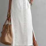 Moda Lusitana - Vestido midi de linho com gola mao