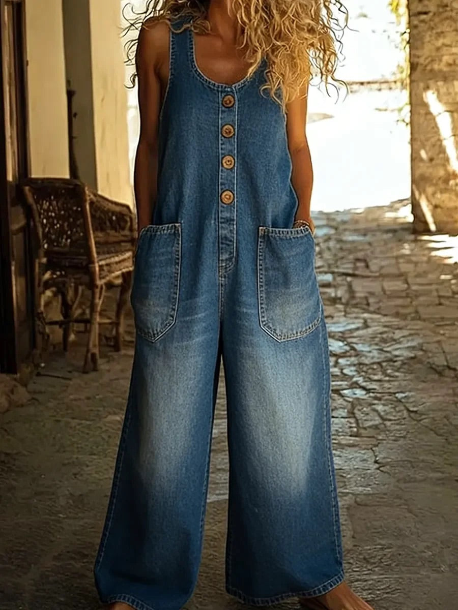 Moda Lusitana - Macacão de Denim Confortável