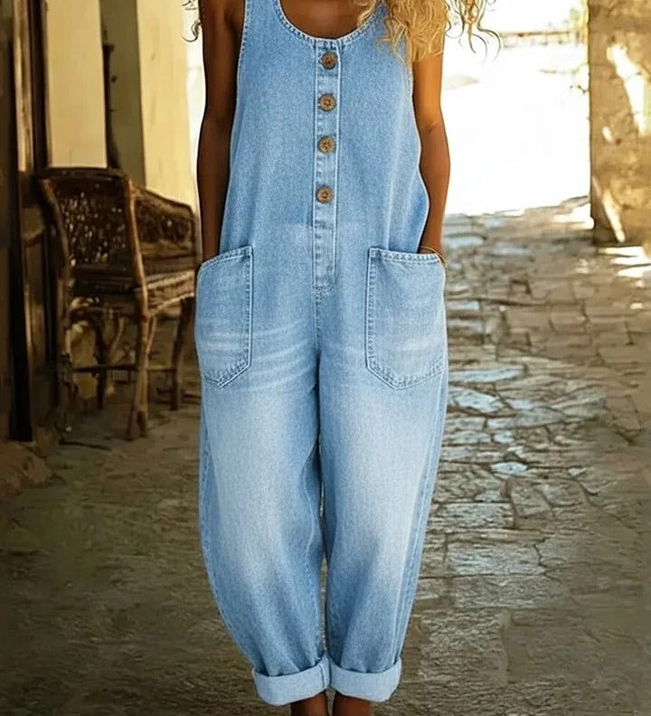 Moda Lusitana - Macacão de Denim Confortável