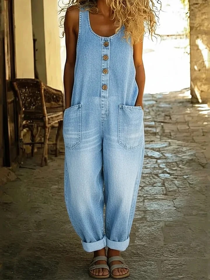 Moda Lusitana - Macacão de Denim Confortável
