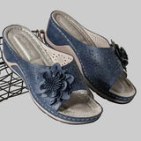 Moda Lusitana - Sandálias Conforto Flor Perfurada