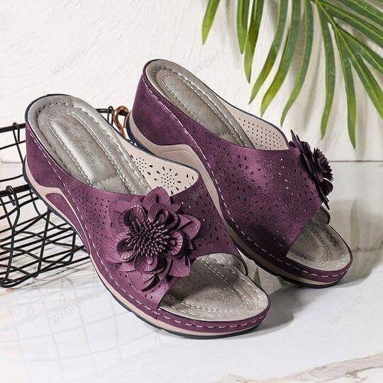 Moda Lusitana - Sandálias Conforto Flor Perfurada