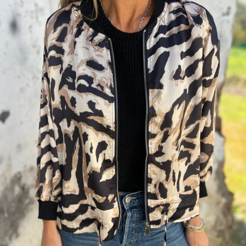 Zaira™ | Jaqueta de primavera com zíper zebra