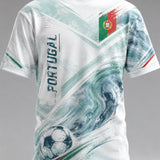 Camiseta com estampa artística de torcida para jogos de futebol da seleção portuguesa masculina