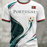 Camiseta com estampa artística de torcida para jogos de futebol da seleção portuguesa masculina
