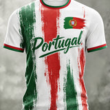 Camiseta com estampa artística de torcida para jogos de futebol da seleção portuguesa masculina