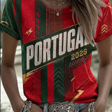 Camiseta com estampa de arte fã do futebol feminino de Portugal