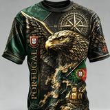 Camiseta com estampa artística de elemento de torcida em partida de futebol masculino português