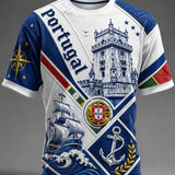 Camiseta casual masculina de inspiração futebolística portuguesa