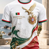 Camiseta com estampa artística de torcida, tema futebol português, para homens