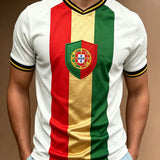 Camiseta com estampa artística de torcida, tema futebol português, para homens