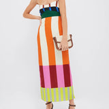 Paloma – Vestido longo listrado colorido